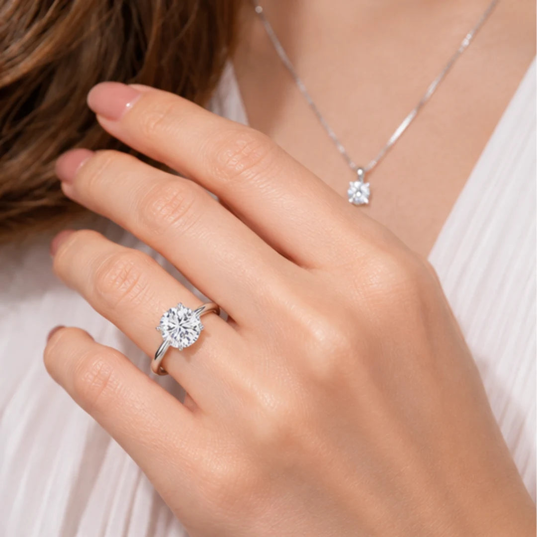 2 Carat Moissanite Adjustable Silver Ring | Lab Certified