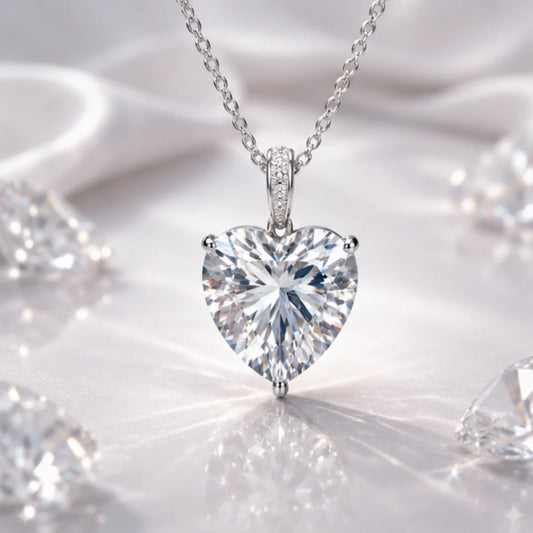 2.5 Carat Heart Shape Moissanite Diamond Pendant in 925 Silver
