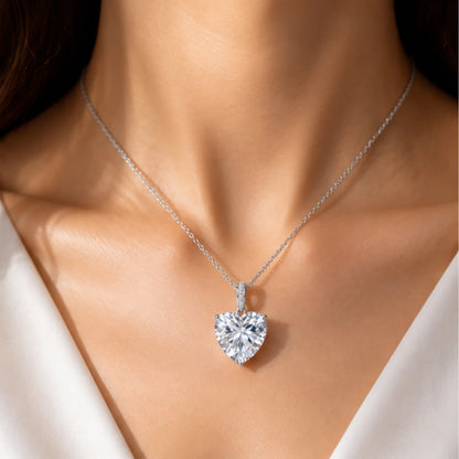 2.5 Carat Heart Shape Moissanite Diamond Pendant in 925 Silver