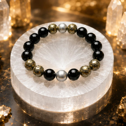 Richie Rich Crystal Bracelet for Wealth & Success with Free Raw Selenite Plate