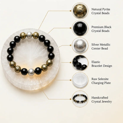 Richie Rich Crystal Bracelet for Wealth & Success with Free Raw Selenite Plate