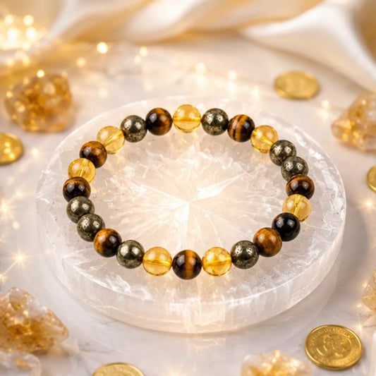 Money Maker Crystal Bracelet for Wealth & Success with Free Selenite Plate