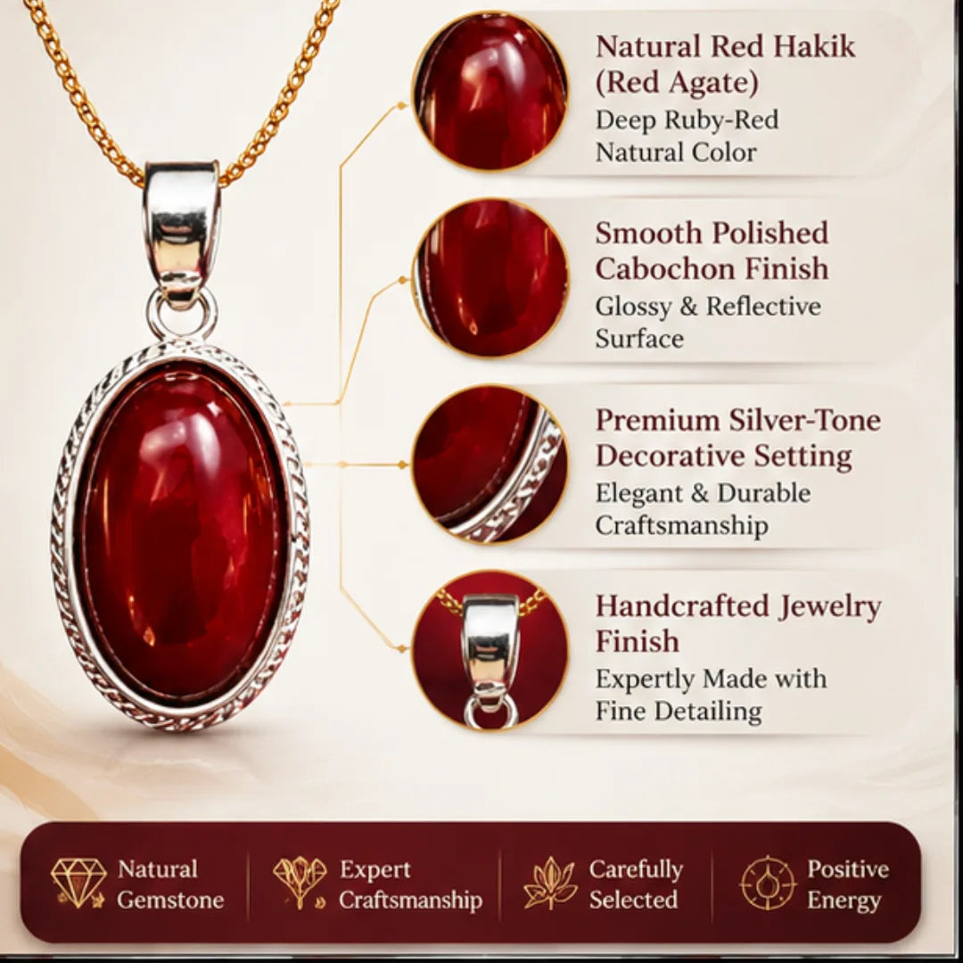 Natural Red Hakik Pendant for Energy & Confidence