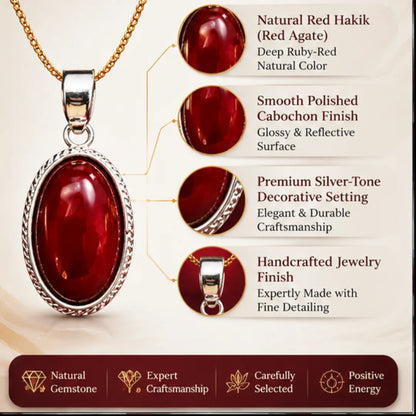 Natural Red Hakik Pendant for Energy & Confidence