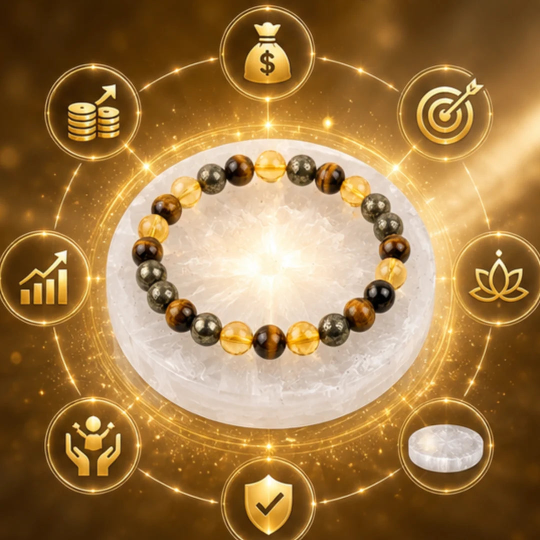 Money Maker Crystal Bracelet for Wealth & Success with Free Selenite Plate