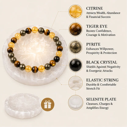 Money Maker Crystal Bracelet for Wealth & Success with Free Selenite Plate