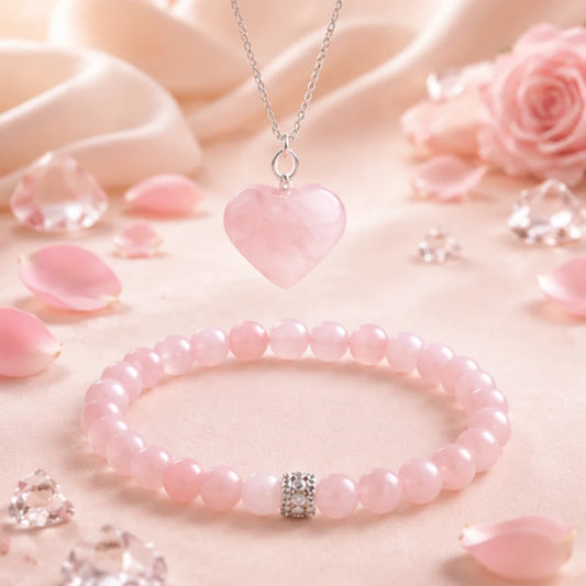 Love Relationship Combo – Rose Quartz Pendant & Bracelet for Love & Harmony