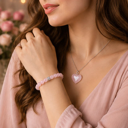 Love Relationship Combo – Rose Quartz Pendant & Bracelet for Love & Harmony