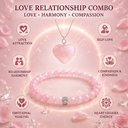 Love Relationship Combo – Rose Quartz Pendant & Bracelet for Love & Harmony