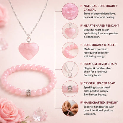 Love Relationship Combo – Rose Quartz Pendant & Bracelet for Love & Harmony