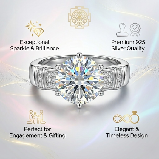 Round Cut Moissanite Diamond Engagement Ring in 925 Silver