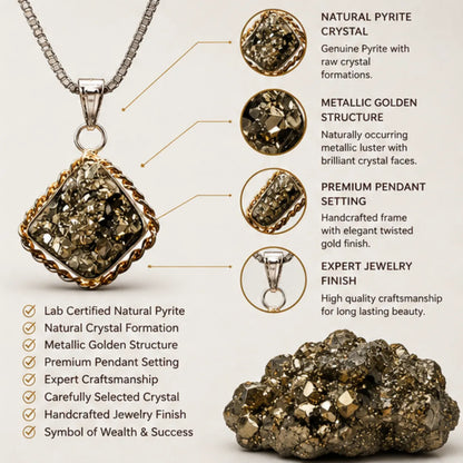 Lab Certified Natural Pyrite Pendant for Wealth & Success