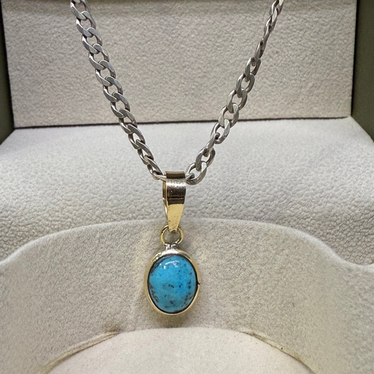 NATURAL FIROZA PENDANT - Energized & Certified ( 2.60 Carate )