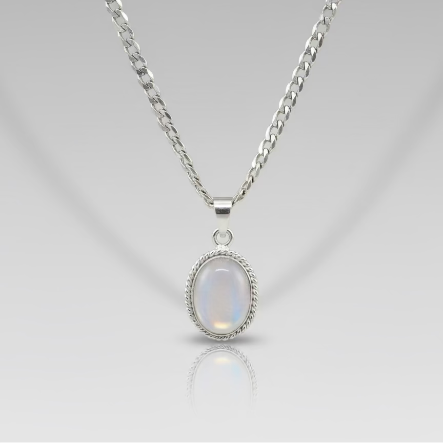 NATURAL WHITE MOONSTONE PENDANT FOR MOON