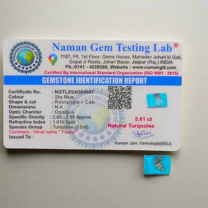 NATURAL IRANI FIROZA || 5.61 CARATE || LAB CERTIFIED