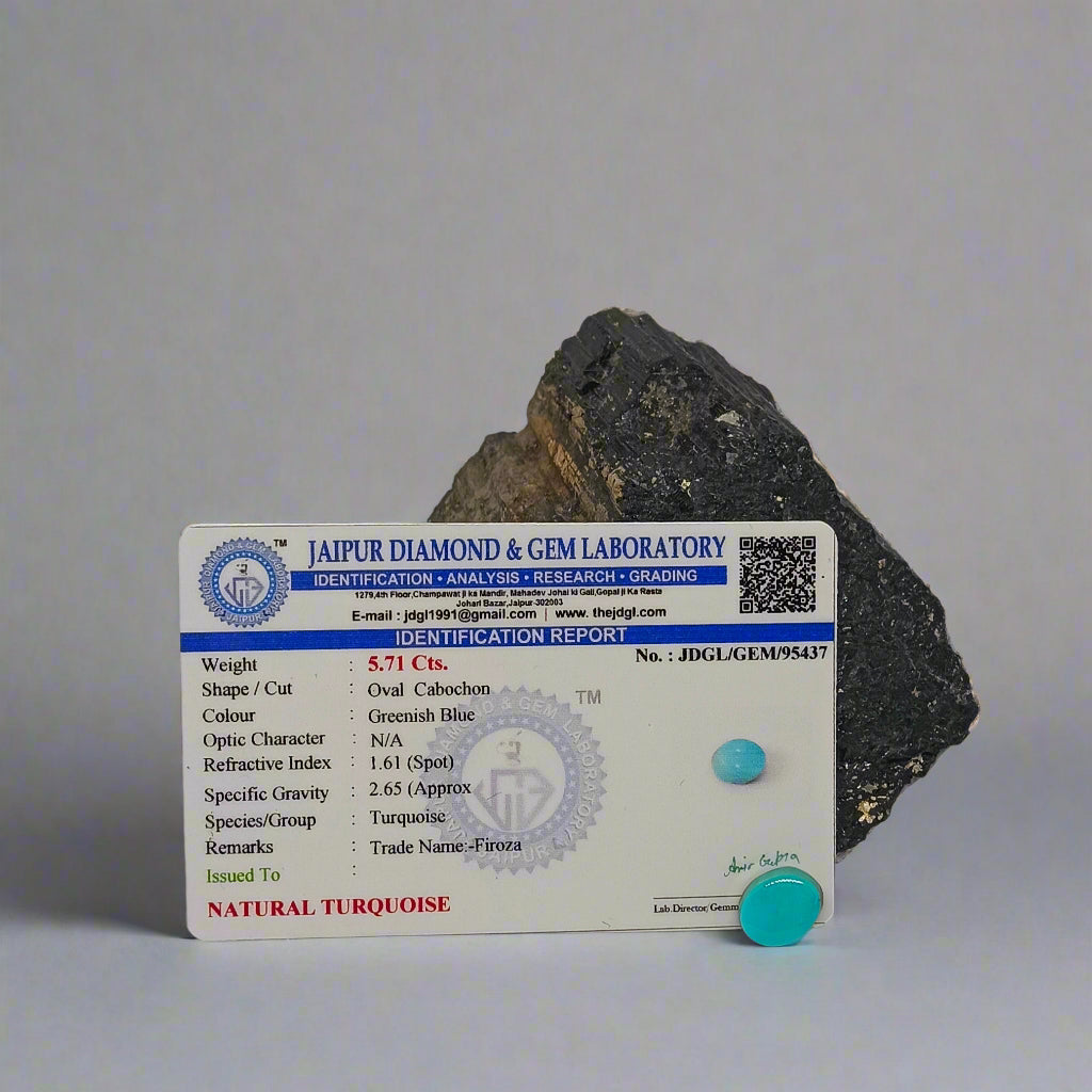 NATURAL TURQUOISE(FIROZA) || 5.71 CARATE || LAB CERTIFIED