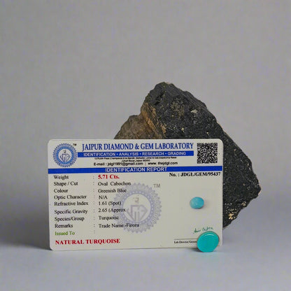 NATURAL TURQUOISE(FIROZA) || 5.71 CARATE || LAB CERTIFIED