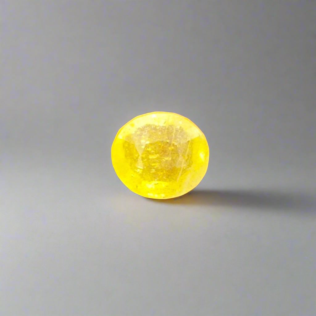 NATURAL YELLOW SAPPHIRE(PUKHRAJ) || 5.18 CARATE || LAB CERTIFIED