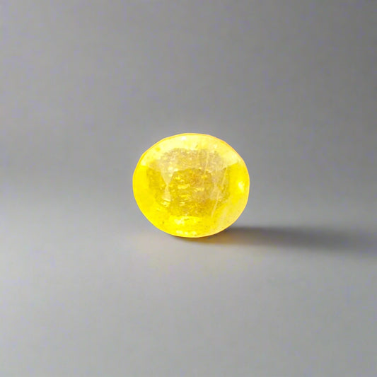 NATURAL YELLOW SAPPHIRE(PUKHRAJ) || 5.18 CARATE || LAB CERTIFIED