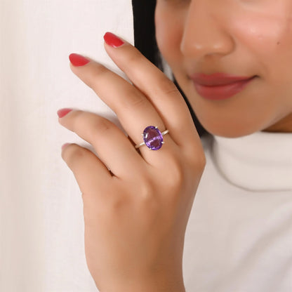 AMETHYST ADJUSTABLE SILVER RING - Energized & Certified