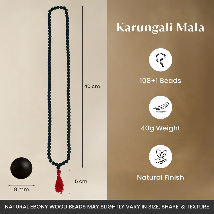 Karungali Mala 8mm – 108+1 Beads