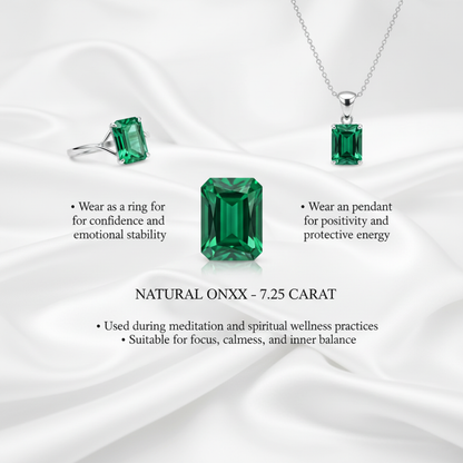 Lab Certified Natural Green Onyx Gemstone 7.25 CARAT for Protection & Strength