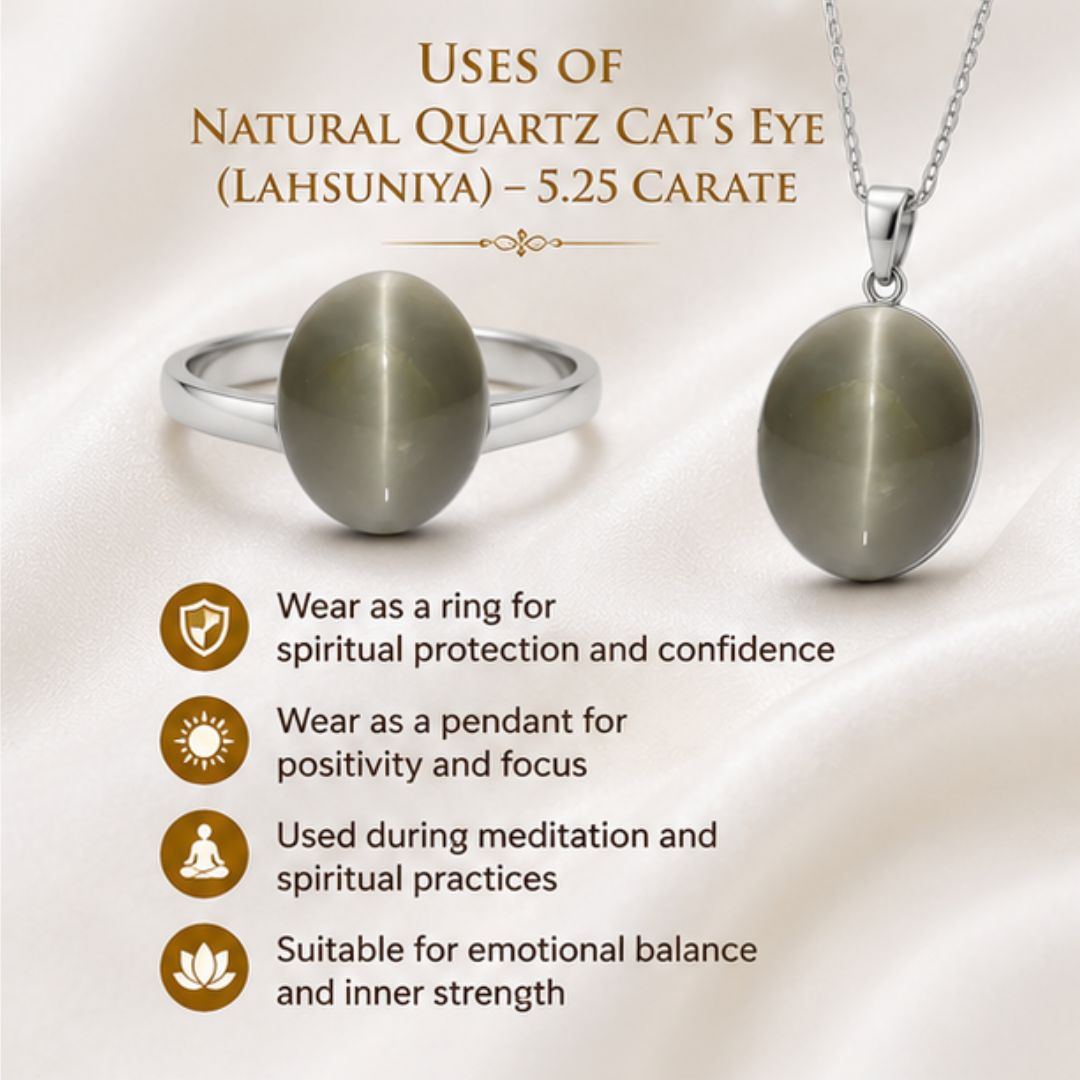 Natural Cat’s Eye (Lahsuniya) Quartz 5.25 CARAT for Ketu Protection & Success