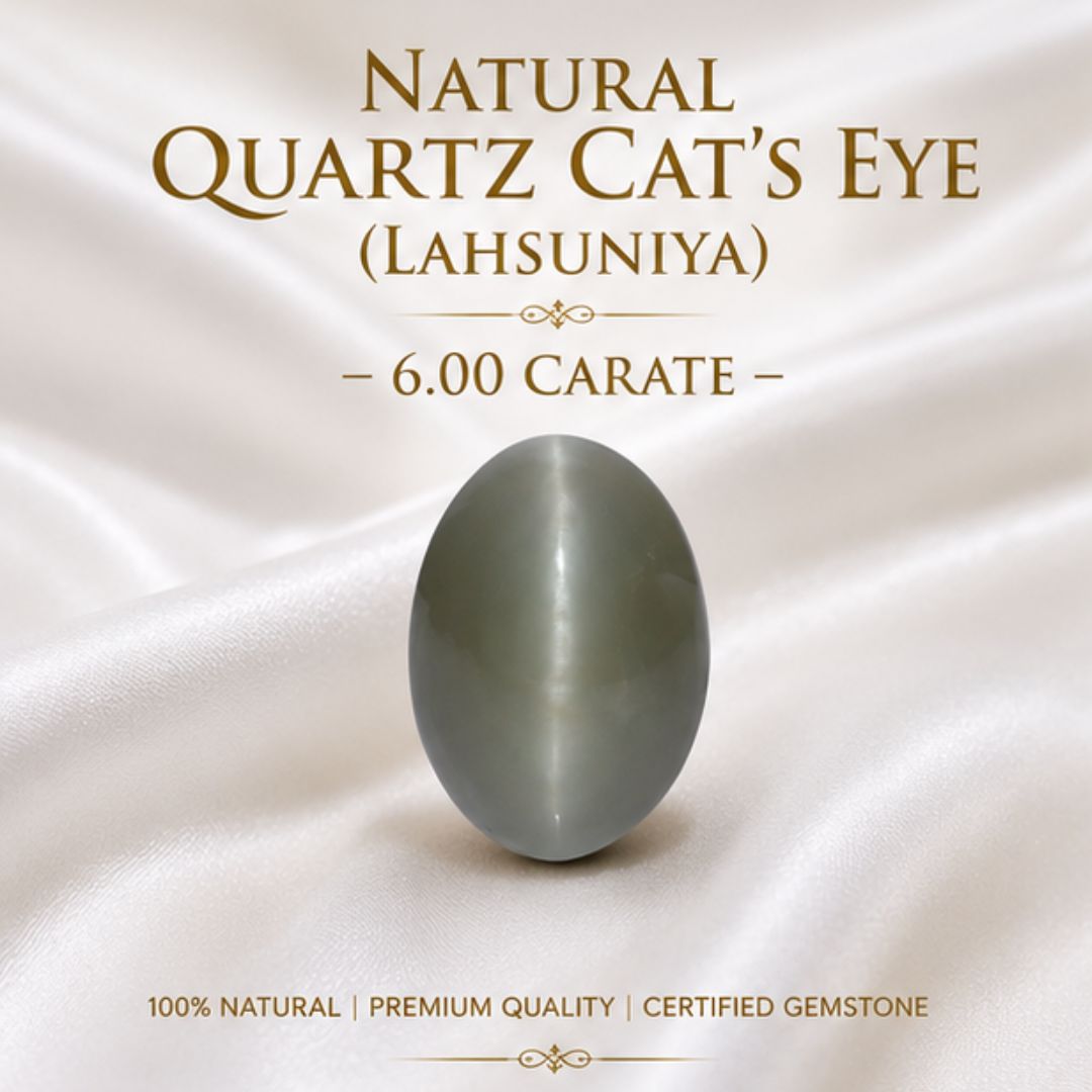 Natural Cat’s Eye (Lahsuniya) Quartz 6.00 CARAT for Ketu Protection & Success