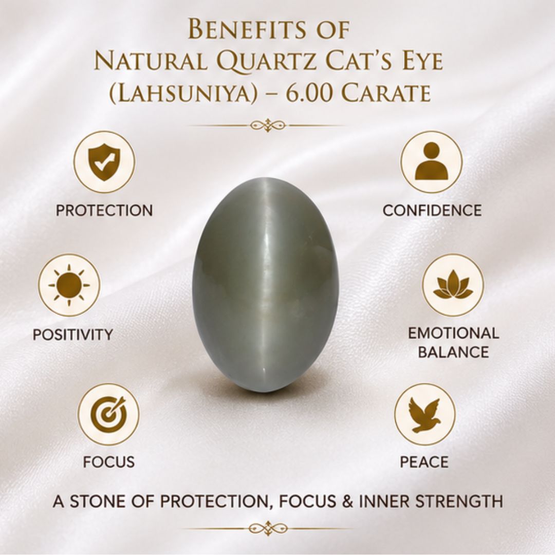Natural Cat’s Eye (Lahsuniya) Quartz 6.00 CARAT for Ketu Protection & Success