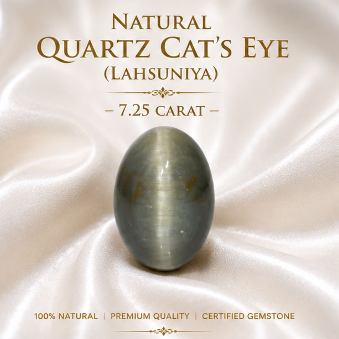 Natural Cat’s Eye (Lahsuniya) Quartz 7.25 CARAT for Ketu Protection & Success