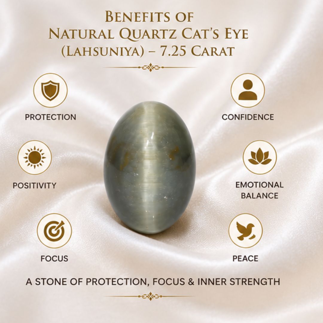 Natural Cat’s Eye (Lahsuniya) Quartz 7.25 CARAT for Ketu Protection & Success