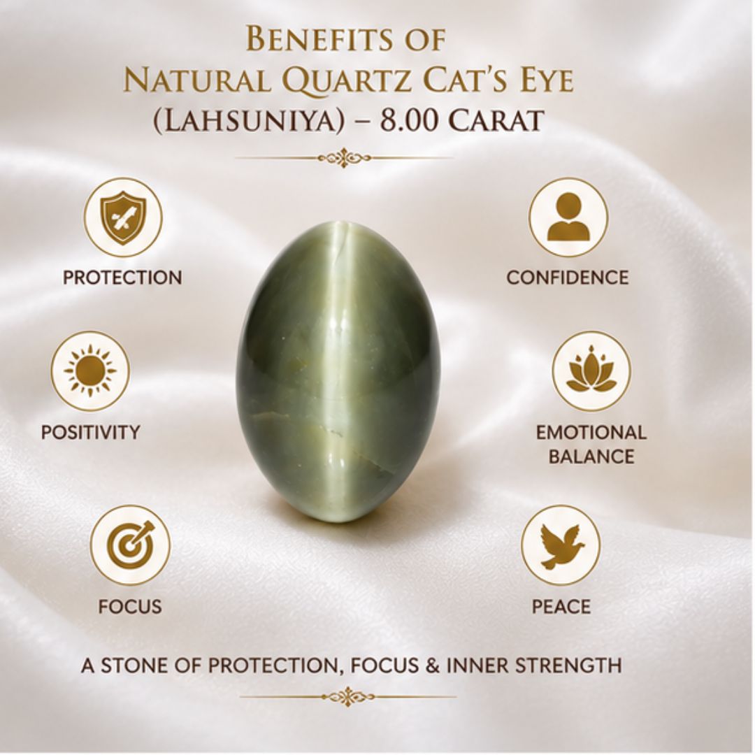 Natural Cat’s Eye (Lahsuniya) Quartz 8.00 CARAT for Ketu Protection & Success
