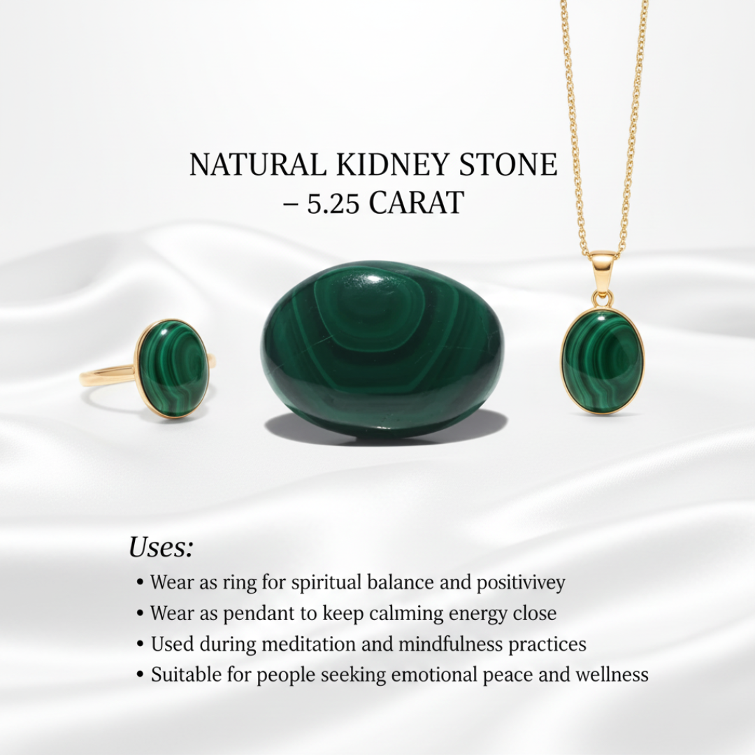 Lab Certified Natural Kidney Gemsttone 5.25 CARAT for Healing & Wellness