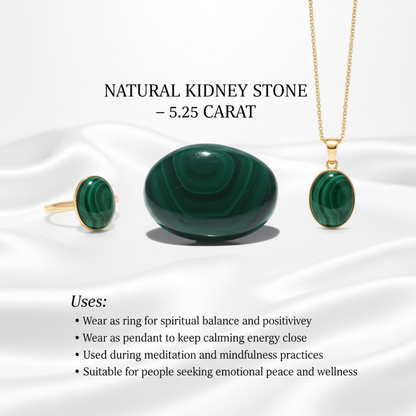 Lab Certified Natural Kidney Gemsttone 5.25 CARAT for Healing & Wellness