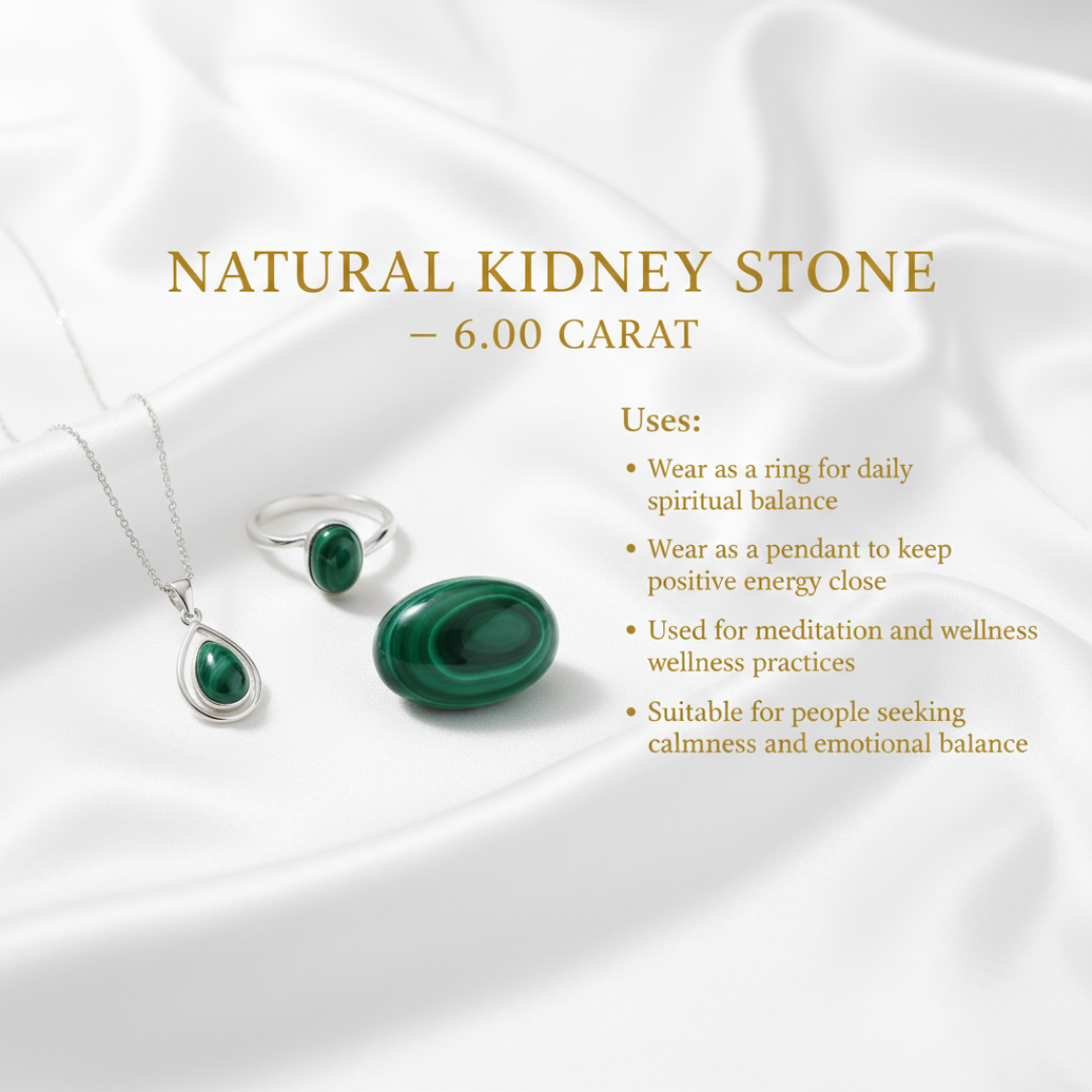 Lab Certified Natural Kidney Gemsttone 6.00 CARAT for Healing & Wellness