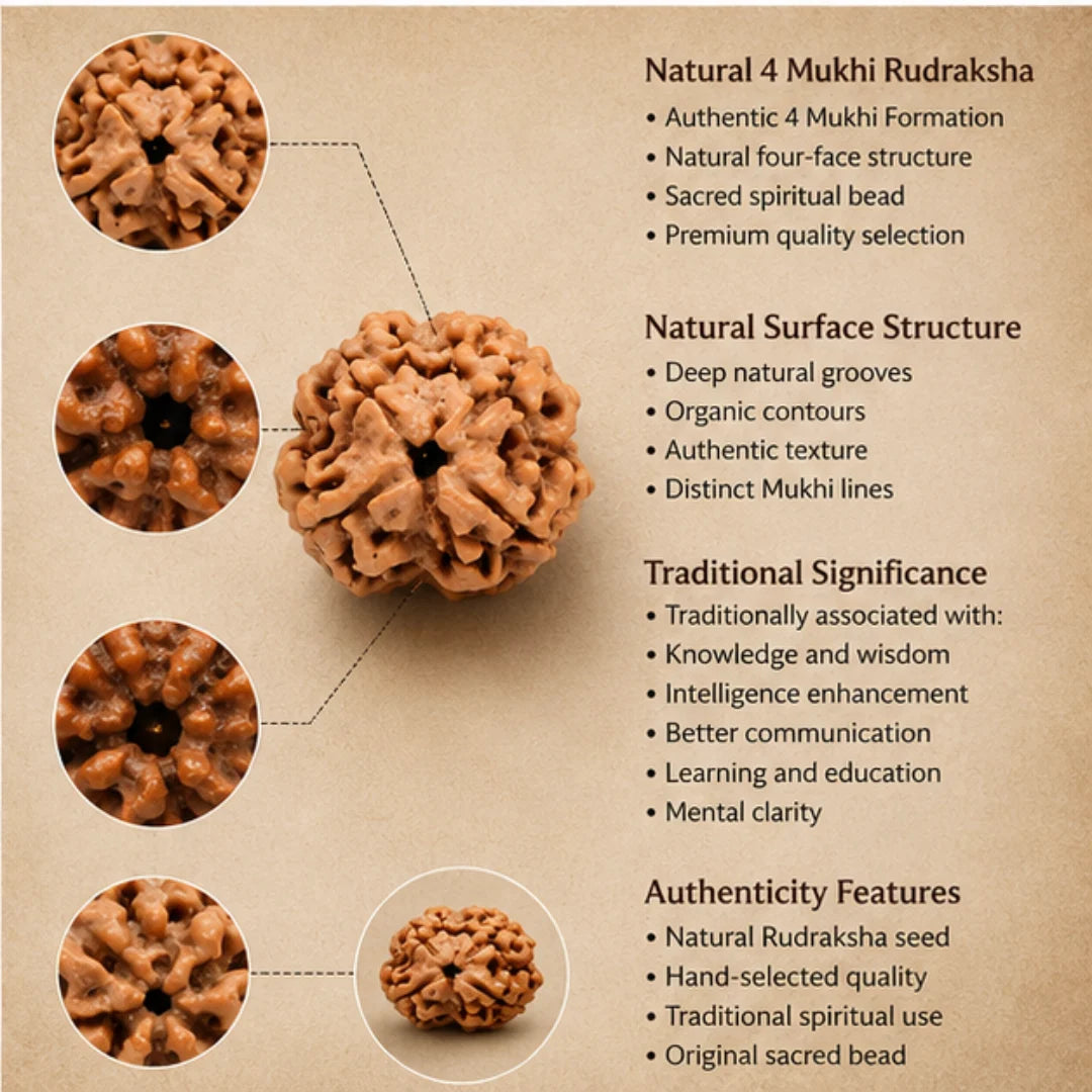 Natural 4 Mukhi Rudraksha for Knowledge & Intelligence