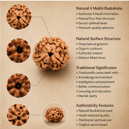 Natural 4 Mukhi Rudraksha for Knowledge & Intelligence