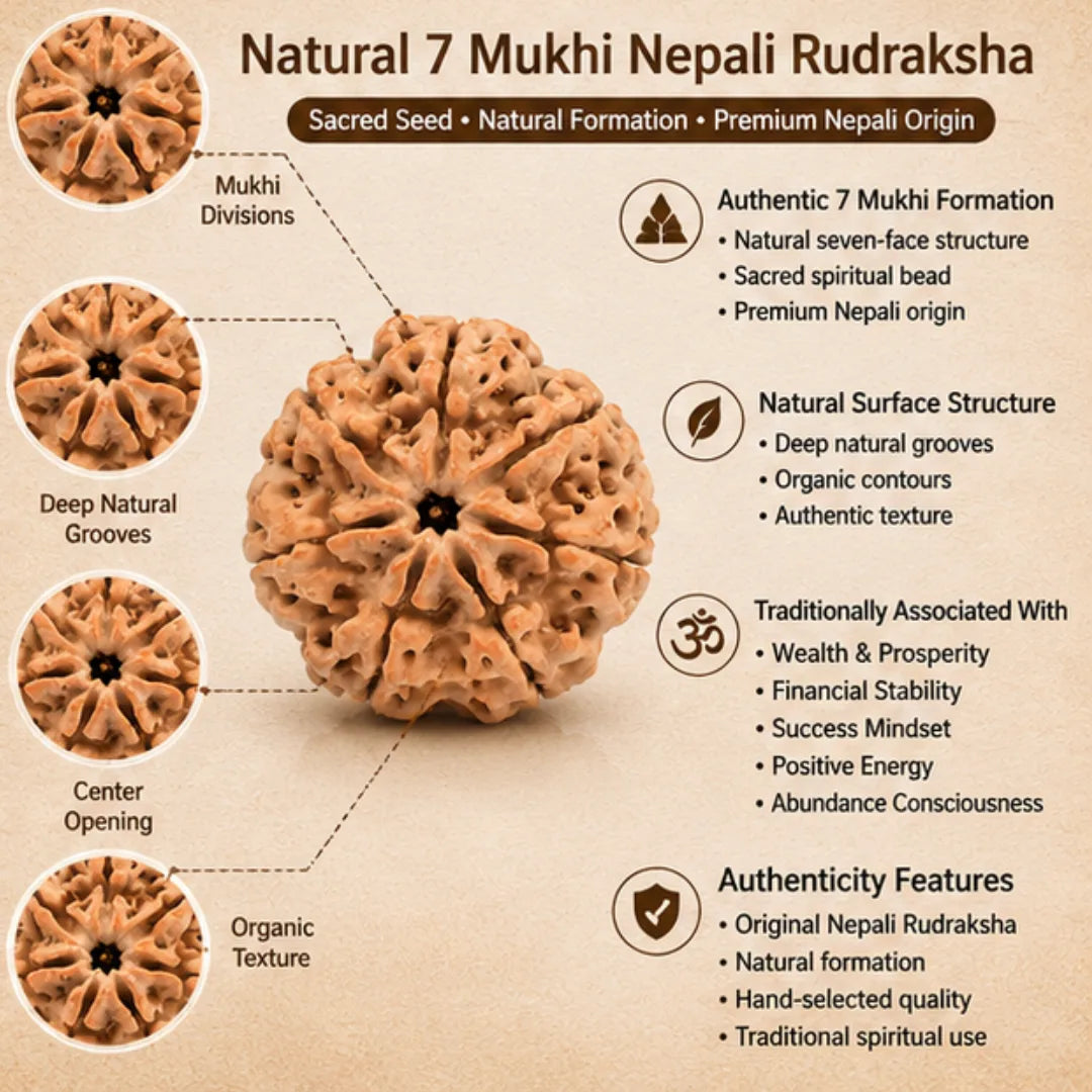 Natural 7 Mukhi Rudraksha (Nepali) for Wealth & Prosperity