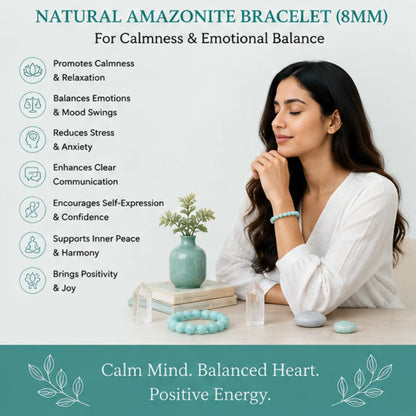 Natural Amazonite Bracelet (8mm) for Calmness & Emotional Balance