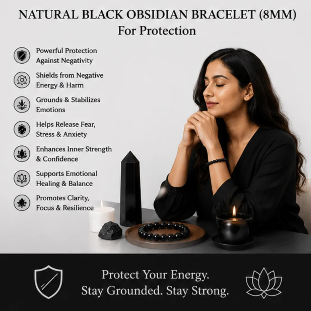 Natural Black Obsidian Bracelet (8mm) for Protection