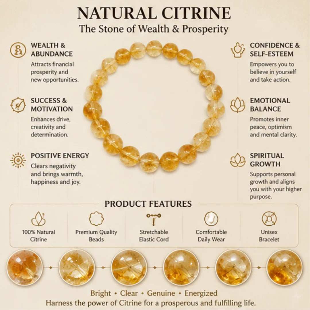 Natural Citrine Bracelet for Wealth & Prosperity