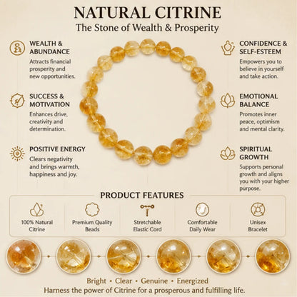 Natural Citrine Bracelet for Wealth & Prosperity