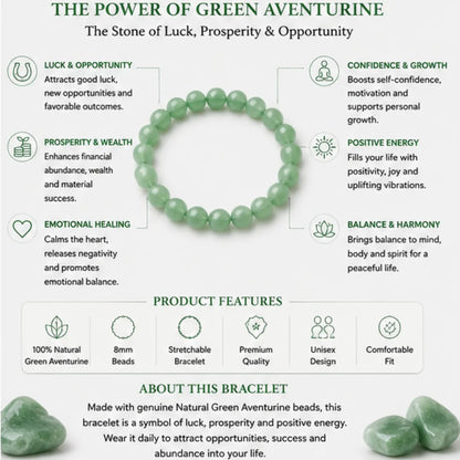 Natural Green Aventurine Bracelet (8mm) for Luck & Prosperity