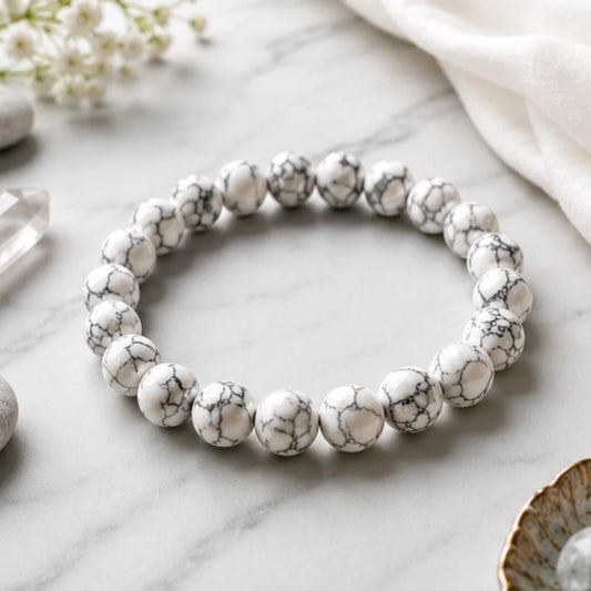 Natural Howlite Bracelet (8mm) for Calmness & Stress Relief