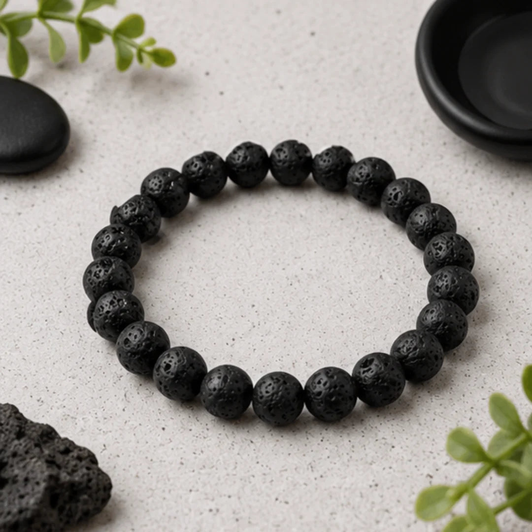 Natural Lava Stone Bracelet (8mm) for Strength & Grounding