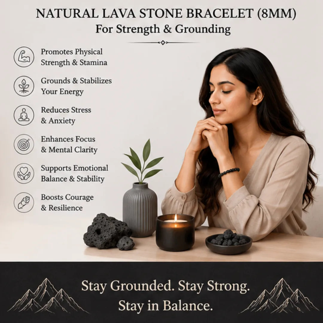Natural Lava Stone Bracelet (8mm) for Strength & Grounding