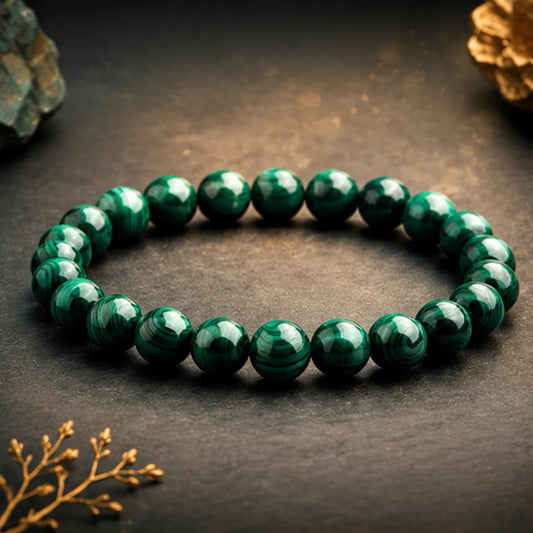 Natural Malachite Bracelet (8mm) for Protection & Transformation