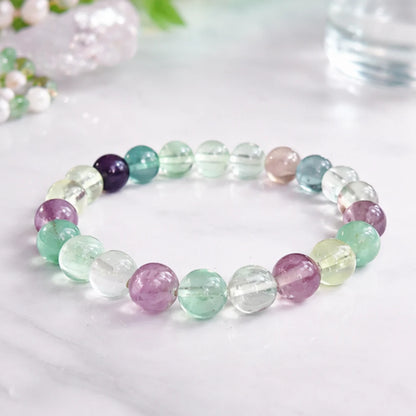 Natural Multi Fluorite Bracelet (8mm) for Focus & Mental Clarity