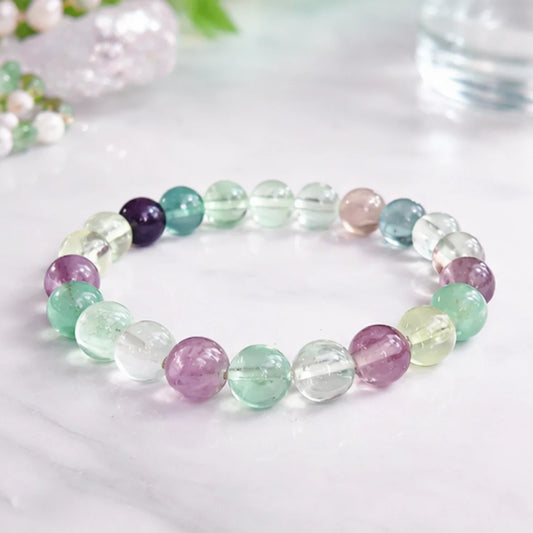 Natural Multi Fluorite Bracelet (8mm) for Focus & Mental Clarity
