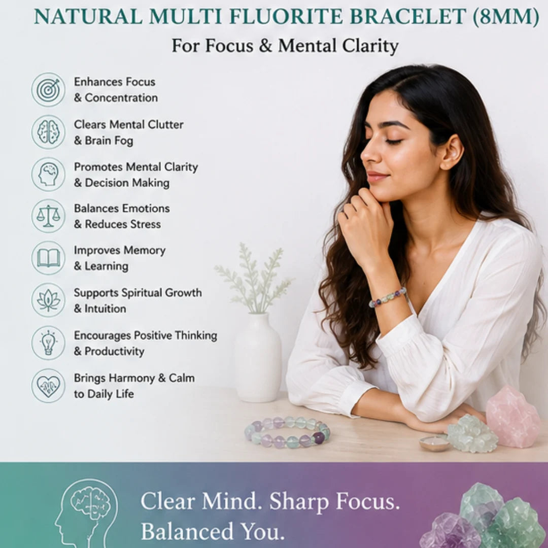 Natural Multi Fluorite Bracelet (8mm) for Focus & Mental Clarity